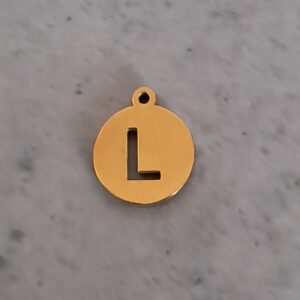 bedel goud rond initial coin L 10 mm