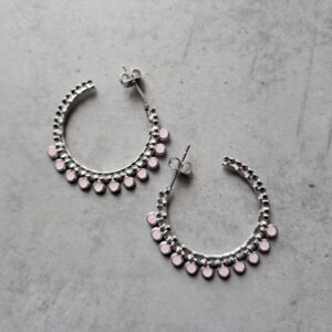 creolen zilver light pink 30 mm per paar