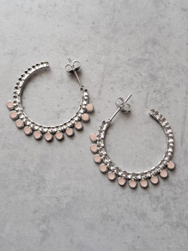 creolen zilver vintage pink 30 mm per paar