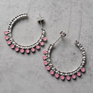 creolen zilver pink 30 mm per paar
