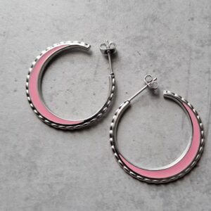 creolen zilver pink 30 mm per paar