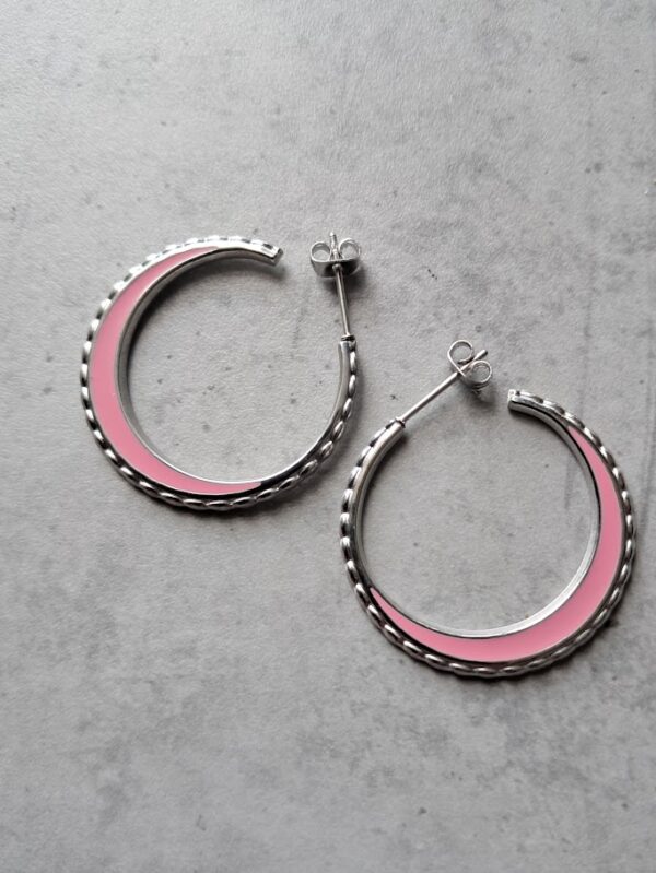 creolen zilver pink 30 mm per paar