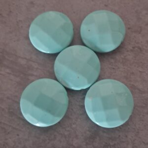 kunststof kraal plat turquoise facet geslepen 24 mm 5 stuks