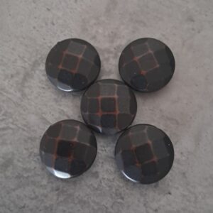 kunststof kraal plat zwart/bruin facet geslepen 24 mm 5 stuks