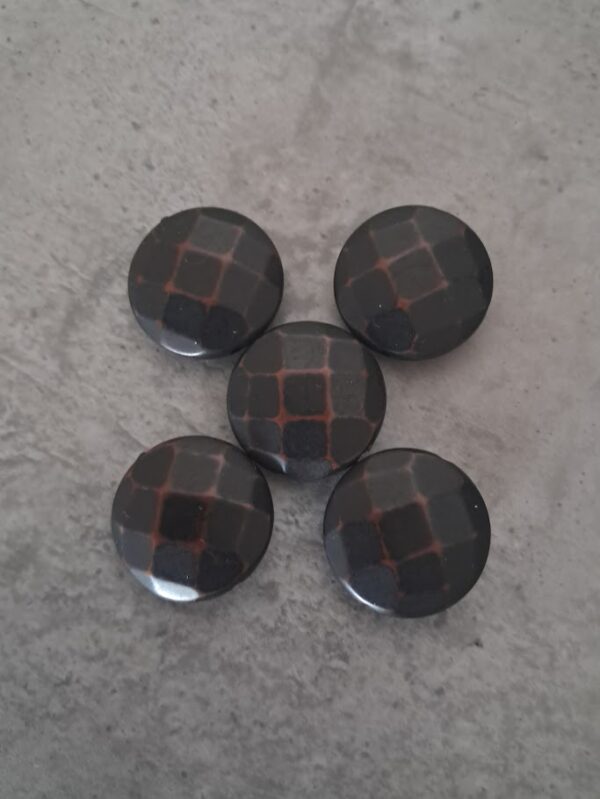 kunststof kraal plat zwart/bruin facet geslepen 24 mm 5 stuks