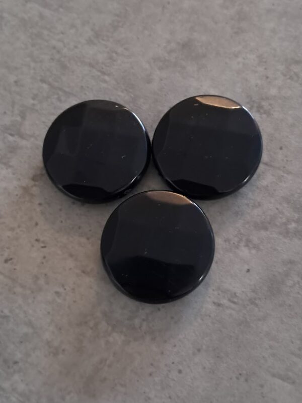 kunststof kraal plat zwart facet geslepen 30 mm 3 stuks