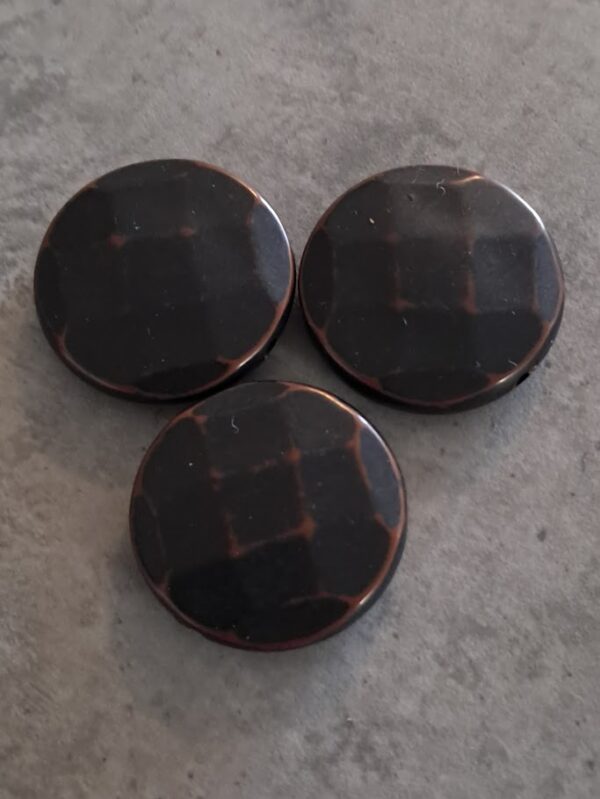 kunststof kraal plat zwart/bruin facet geslepen 30 mm 3 stuks