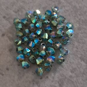 kraal bicone multicollor met turquoise 3 mm 50 stuks