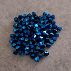 kraal bicone electroplated blue 3 mm 100 stuks