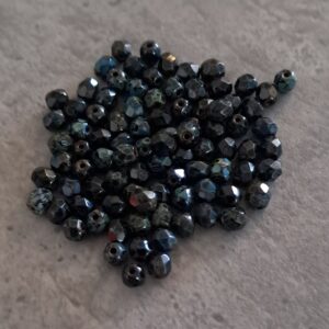 kraal facet rond hematite jet picasso 4 mm 100 stuks