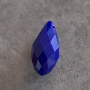 kraal facet druppel glas blauw 20 mm