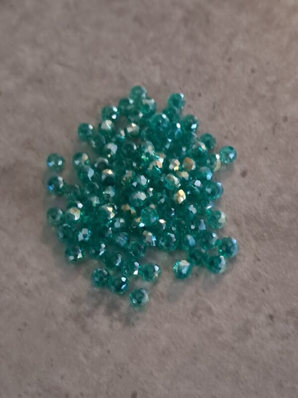 kraal facet rondel zeegroen/turquoise 2 mm x 3 mm 100 stuks