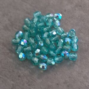 kraal facet firepolished aqua/turquoise 3 mm 50 stuks