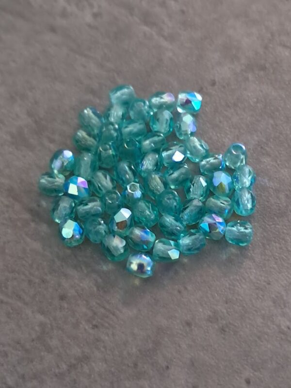 kraal facet firepolished aqua/turquoise 3 mm 50 stuks