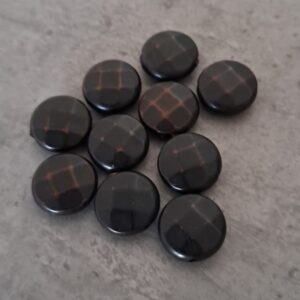 kraal kunststof plat zwart/bruin facet geslepen 14 mm 10 stuks
