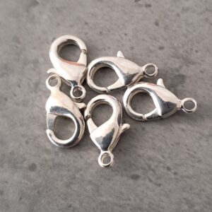 karabijnsluiting silver plated 15 mm 5 stuks