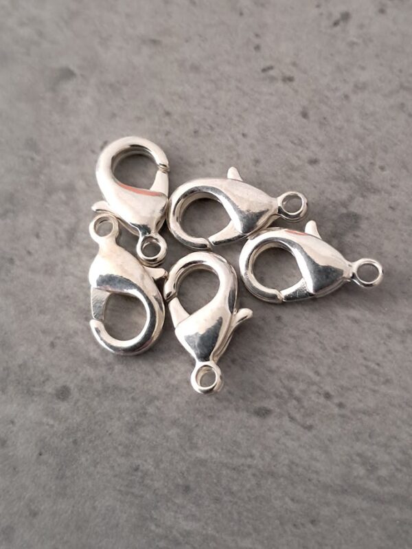 karabijnsluiting silver plated 15 mm 5 stuks
