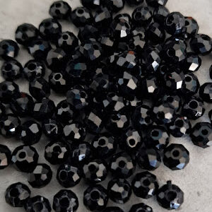 kraal facet rondel zwart firepolished 4 mm 100 stuks