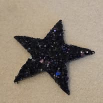 imitatie leren ster zwart glitter 50 mm