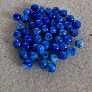 kraal kunststof blauw gevlamd 4 mm 50 stuks