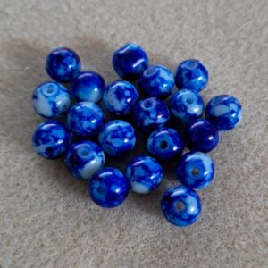 kraal kunsstof bewerkt blauw 6 mm 20 stuks