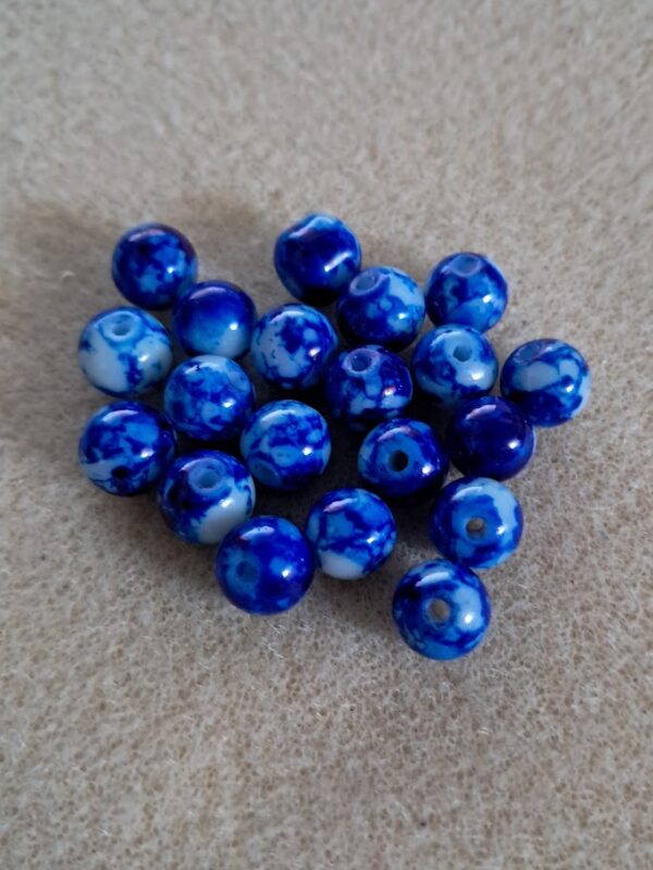 kraal kunsstof bewerkt blauw 6 mm 20 stuks
