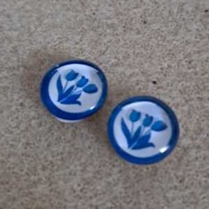 cabochon delfsblauwe tulp 12 mm 2 stuks