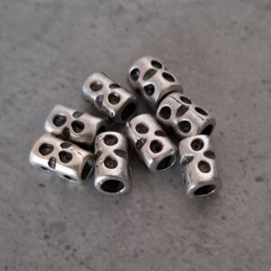 kraal groot gat zilver 10 mm x 6 mm 8 stuks