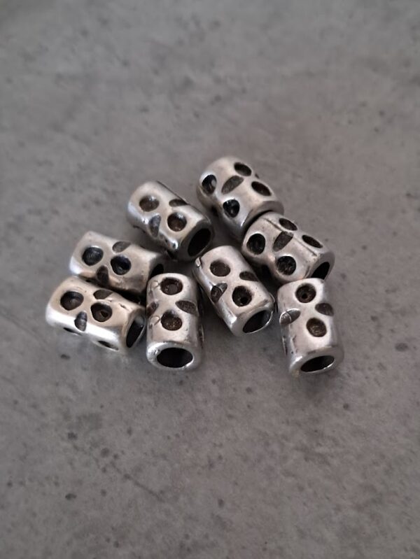 kraal groot gat zilver 10 mm x 6 mm 8 stuks