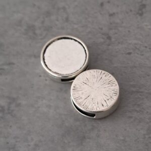leerschuiver zilver cabochon 14 mm per stuk