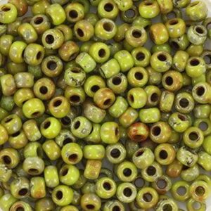 4515 miyuki rocailles 6/0 opaque picasso chartreuse green