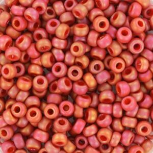 4695 miyuki rocailles 6/0 opaque glazed frosted rainbow cardinal red
