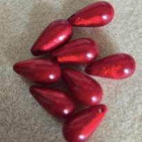 druppel kraal rood 14 mm 8 stuks