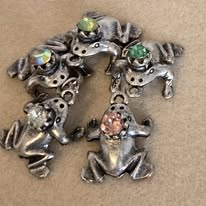 bedel zilver kikker met steen 20 mm x 18 mm 5 stuks