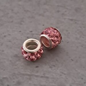 kraal pandora style glitter/rose 10 mm x 7 mm