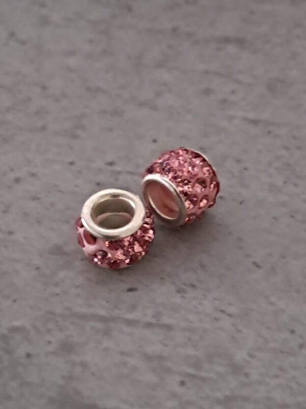 kraal pandora style glitter/rose 10 mm x 7 mm