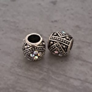 kraal zilver pandora style gitter/steentjes 10 mm x 10 mm