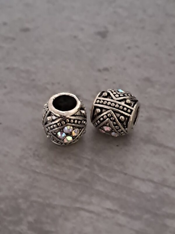 kraal zilver pandora style gitter/steentjes 10 mm x 10 mm