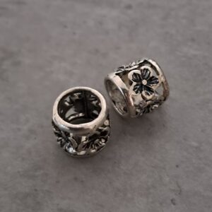 kraal zilver pandora style opengewerkt bloemen 8 mm