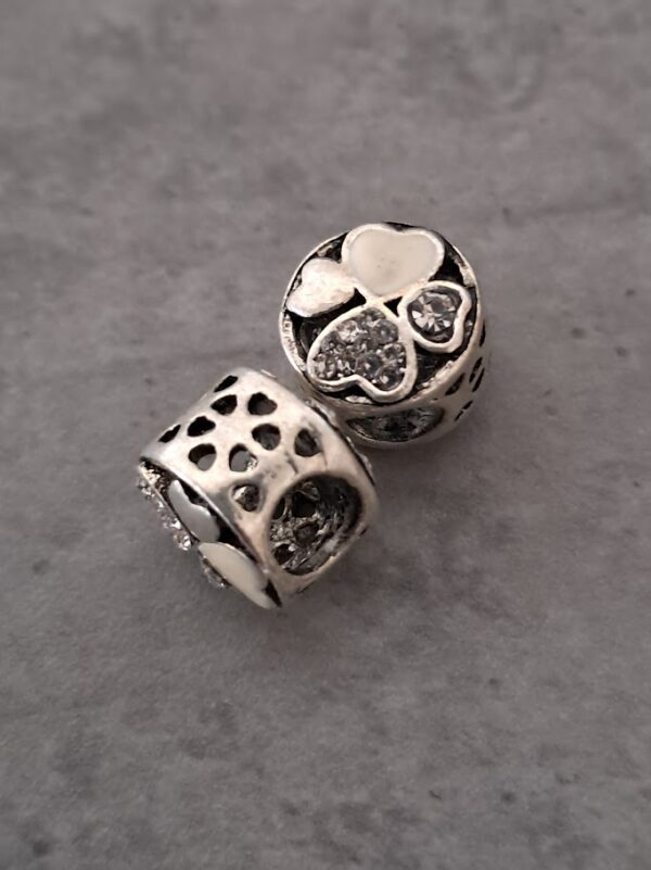 kraal zilver pandora style hart  wit/zilver 11 mm x 9 mm