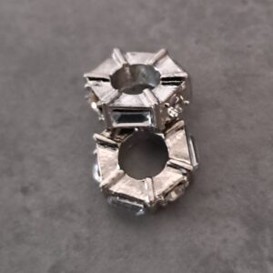 kraal zilver groot gat steentjes 12 mm x 3 mm