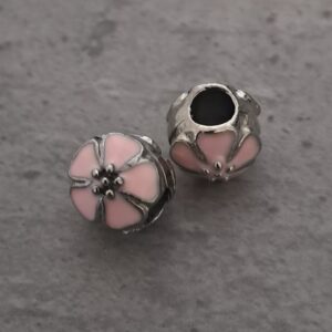 kraal zilver pandora style cherry blossom 10 mm x 9 mm