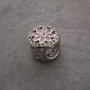 kraal zilver pandora style bloem lila 10 mm x 9 mm