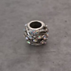 kraal zilver pandora style bloem en steentjes 9 mm x 10 mm