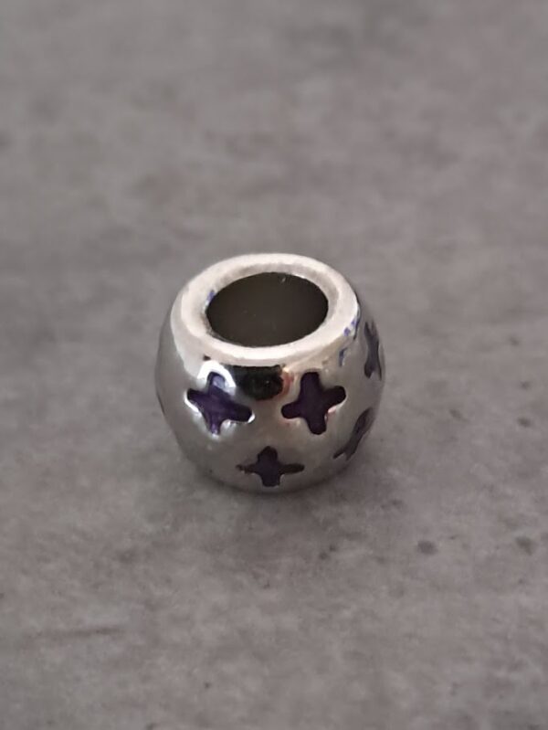 kraal zilver pandora style paars kruisje 10 mm x 8 mm