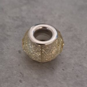 kraal zilver pandora style crackle lichtgroen 13.5 mm x 8 mm