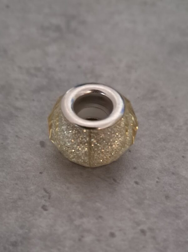 kraal zilver pandora style crackle lichtgroen 13.5 mm x 8 mm