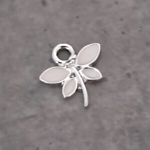 bedel zilver libelle emaille wit 14 mm