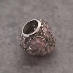 kraal zilver pandora style hart model met bloemen rose 10 mm x 10 mm