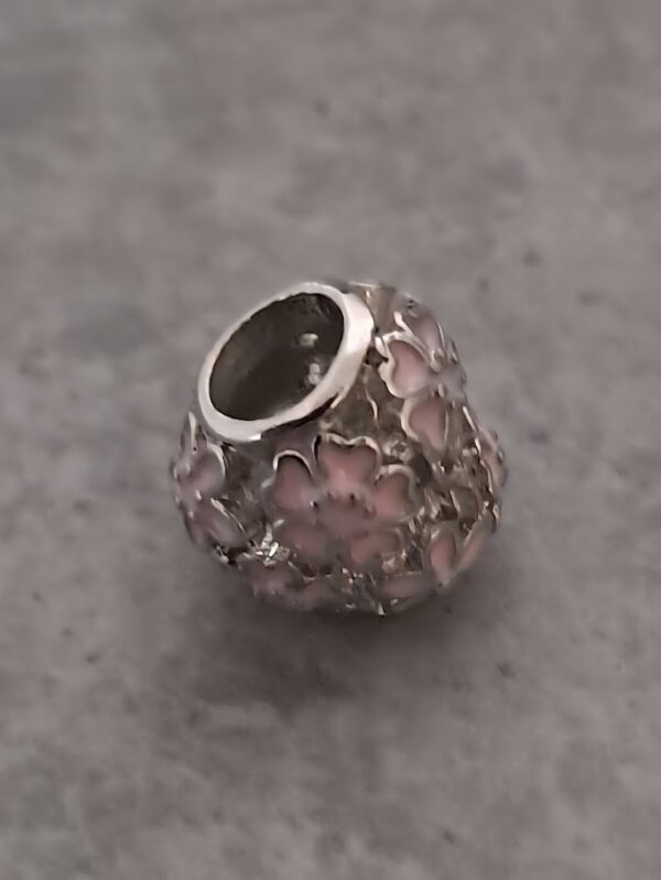 kraal zilver pandora style hart model met bloemen rose 10 mm x 10 mm